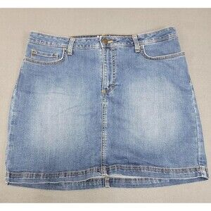 Lee Womens Mid Rise Denim Mini Skirt Skort Attached Shorts Size 18 Med Wash